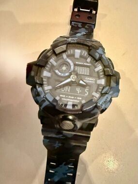 Casio G-Shock Camouflage Analog-Digital Watch - Black & Blue